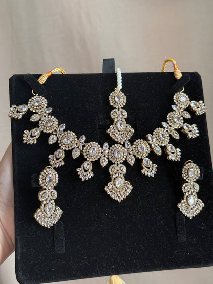 MAHRUKH - AD Necklace with earrings and tikka available | available in 7 colours