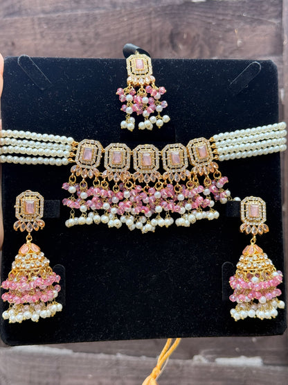 ALAYA - 30 colours available | Choker set with Jhumke and tikka
