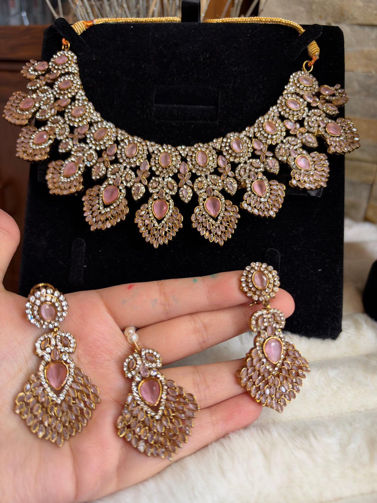 MAHA - AD necklace with earrings and tikka | available in 10 colours