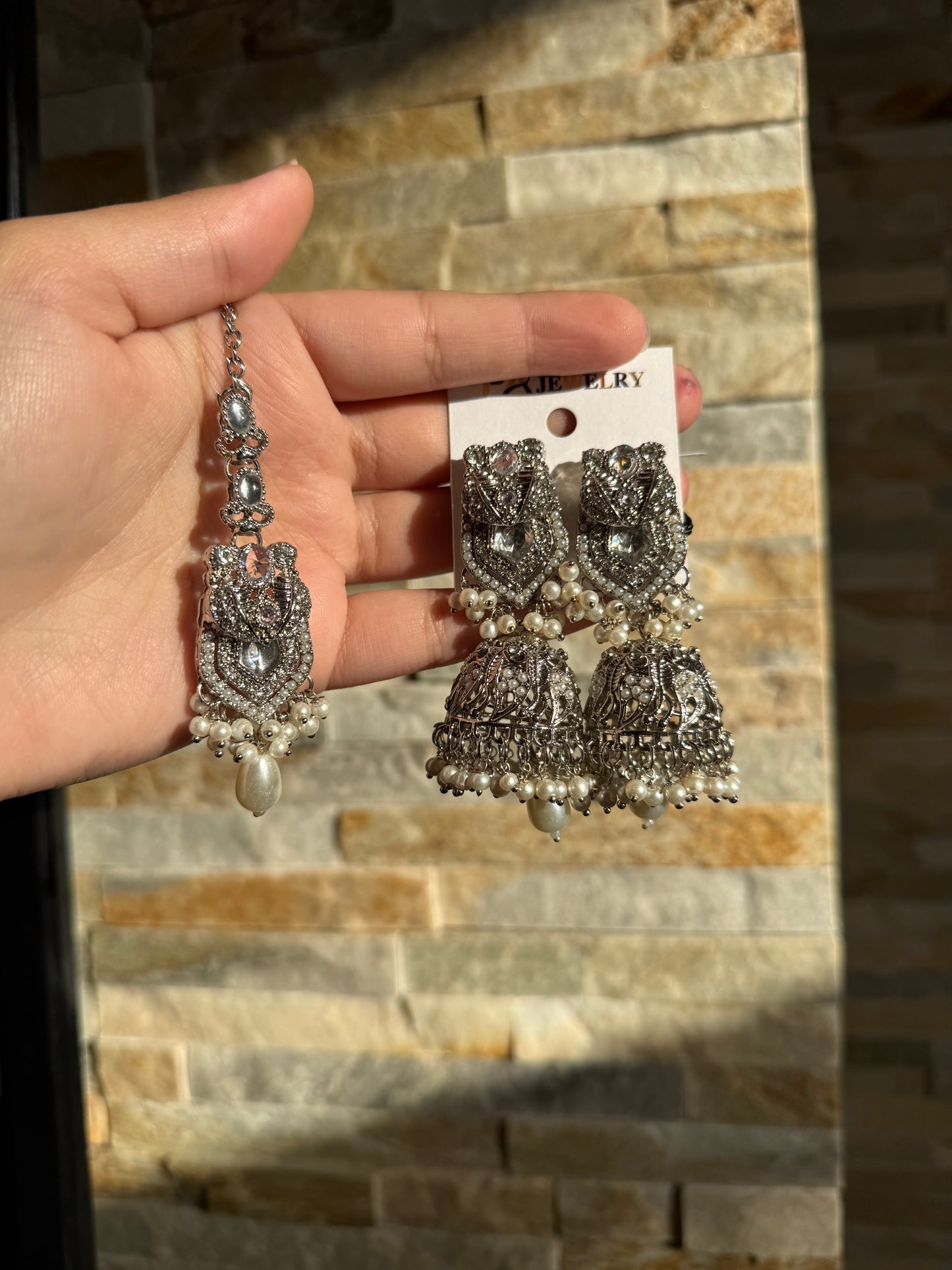 NAQSH - Jhumke Tikka Set with Intricate Design Available in 10 Colours for Stylish Accessories