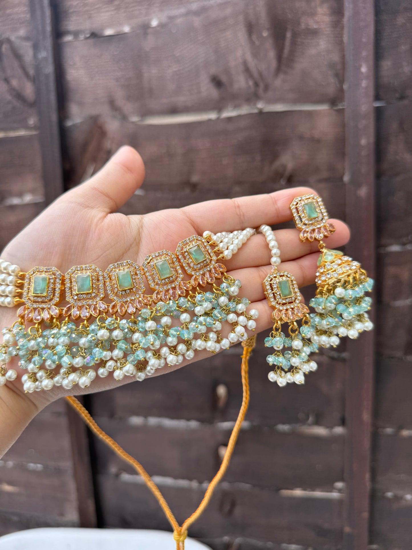 ALAYA - 30 colours available | Choker set with Jhumke and tikka