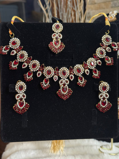 MAHRUKH - AD Necklace with earrings and tikka available | available in 7 colours