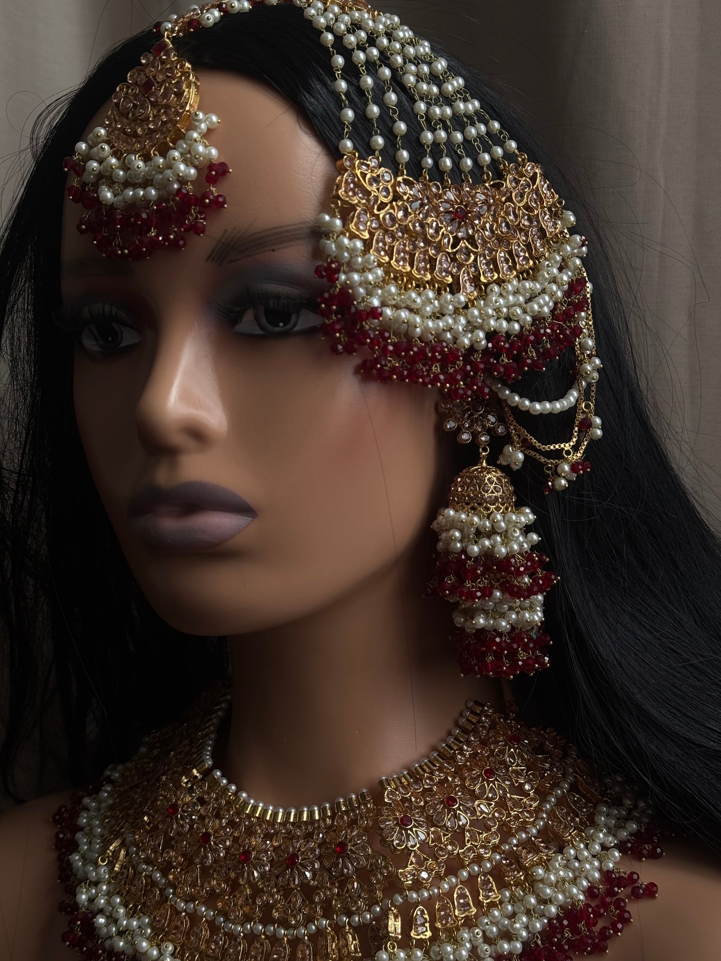 Naina - Heavy bridal set | Necklace with jhumar, jhumke and tikka
