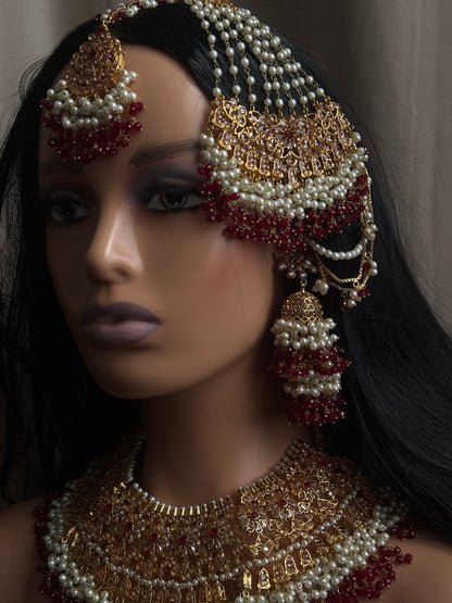Naina - Heavy bridal set | Necklace with jhumar, jhumke and tikka