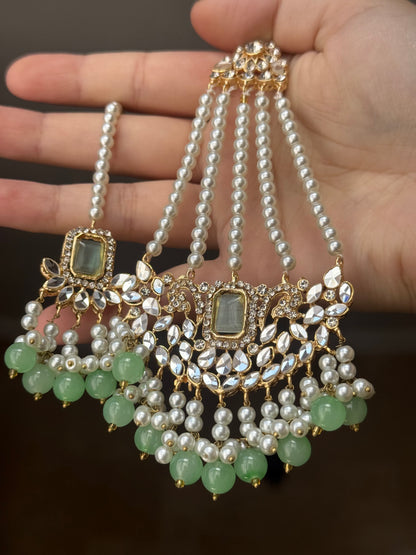 Ruksar - 4 pieces choker set with jhumar, earrings and tikka available in 9 colours