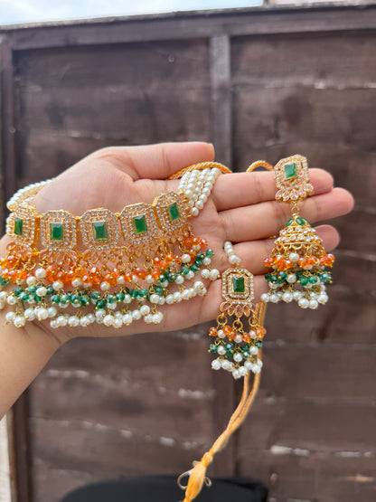ALAYA - 30 colours available | Choker set with Jhumke and tikka