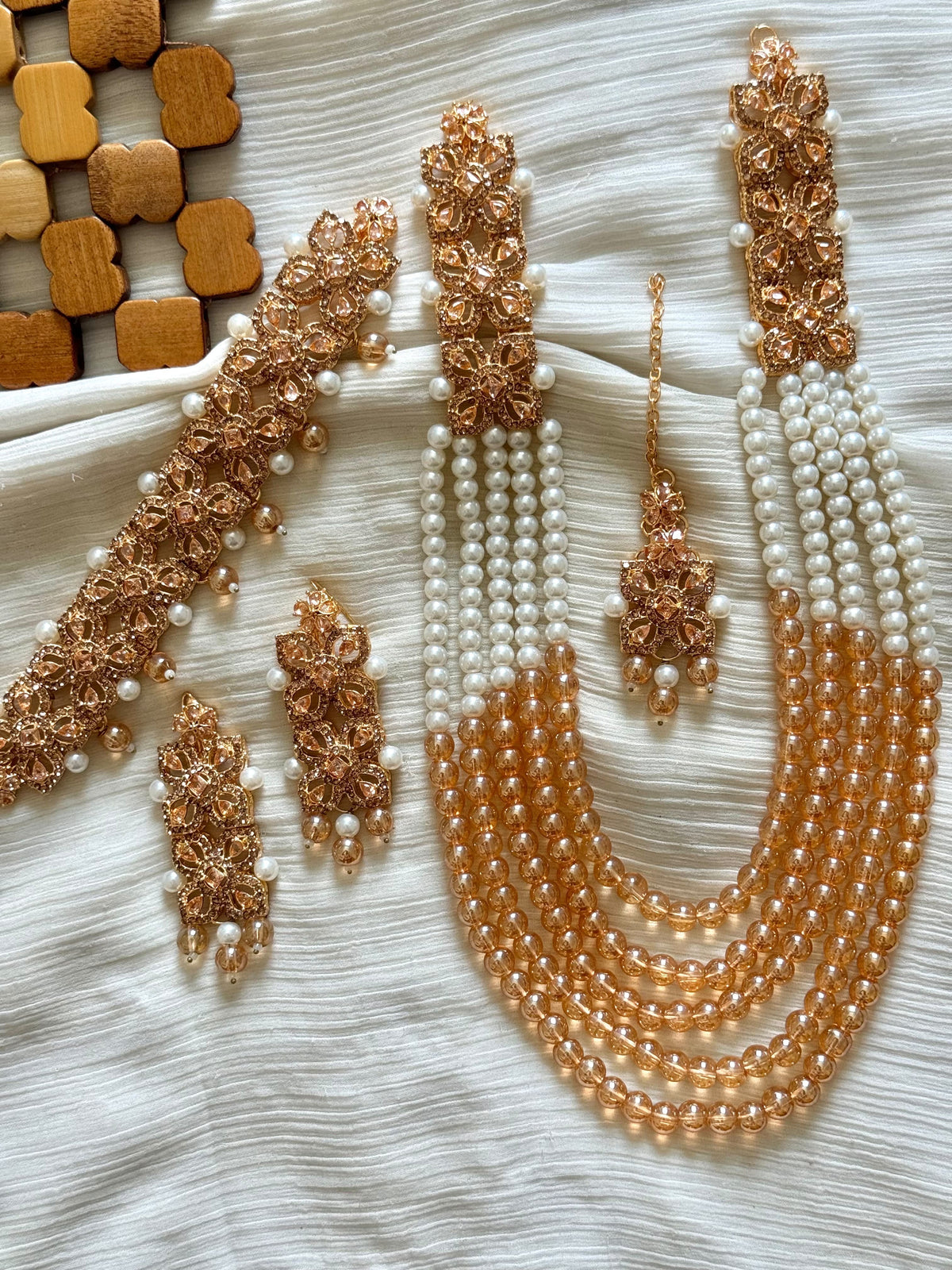 HIRA - 10 colours available | 4 pieces Mala set ~ includes: Mala, choker, earrings and tikka