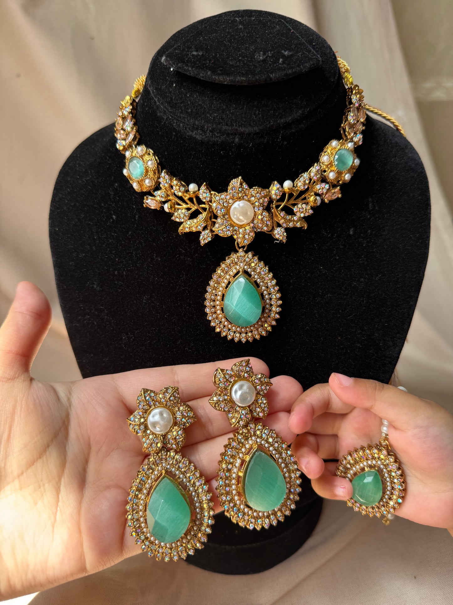 RANIA - Turkish necklace set with earrings and tikka | available in 12 colours