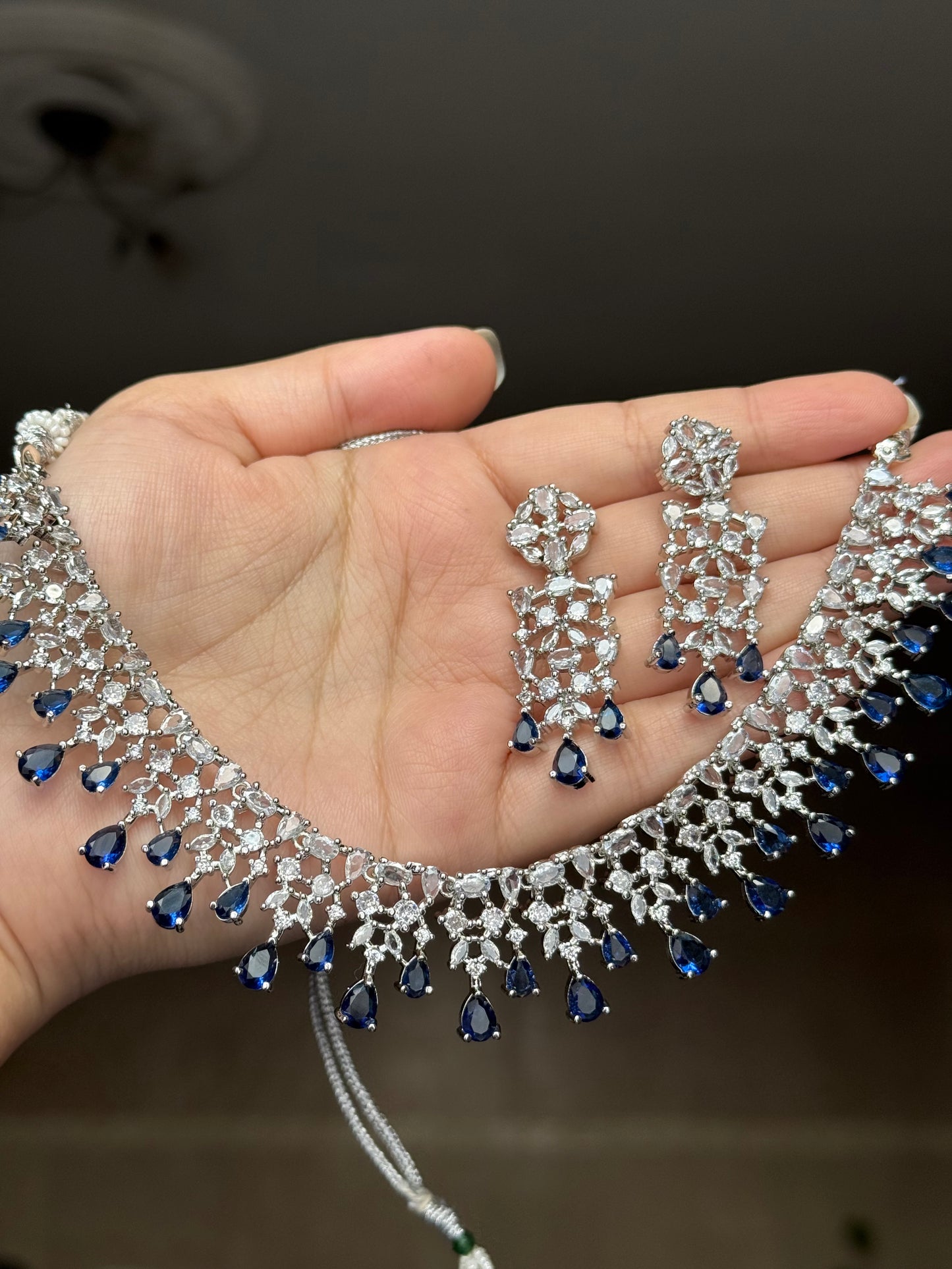 Hira - AD necklace with earrings available in 7 colours