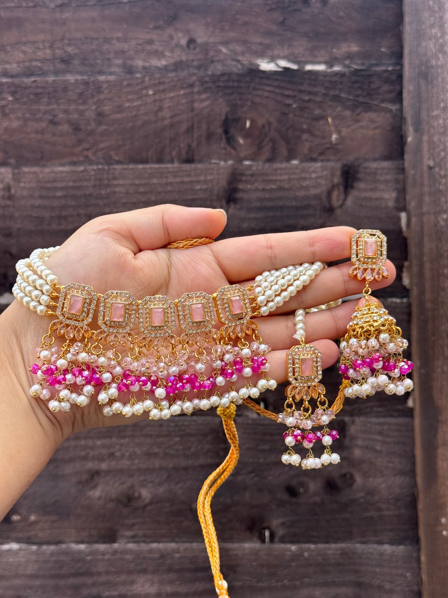 ALAYA - 30 colours available | Choker set with Jhumke and tikka