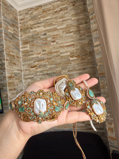 SAFA - Turkish choker set with earrings and tikka | available in 14 colours