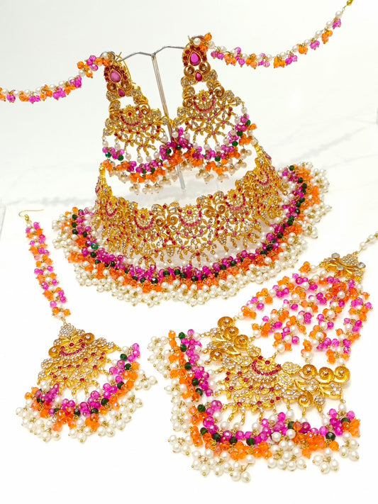HADIYA - Bridal set | includes Necklace with earrings, tikka and jhumar