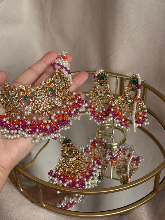 NORA - Choker set with earrings and tikka | available in 20+ colours | Pakistani jewellery