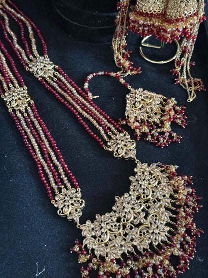 ALAYA - bridal set with mala | includes: necklace, mala, jhumar, jhumke, tikka & nose ring