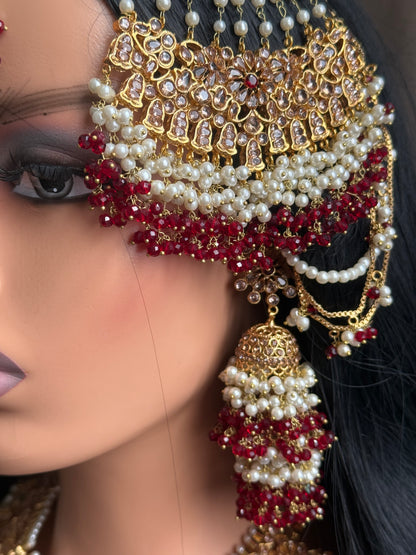 Naina - Heavy bridal set | Necklace with jhumar, jhumke and tikka