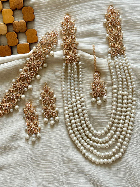HIRA - 10 colours available | 4 pieces Mala set ~ includes: Mala, choker, earrings and tikka