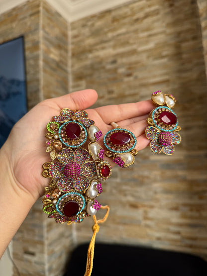 HELEN - Choker set with earrings and tikka | available in 8 colours