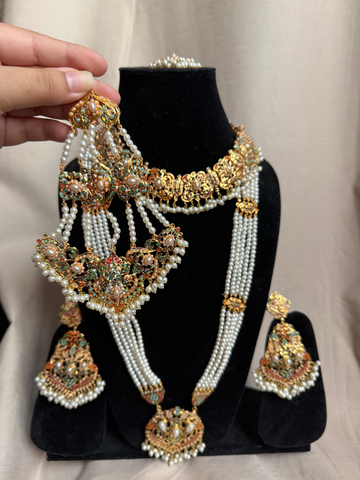 Shaheen - Mala set with necklace jhumar, earrings and tikka | available in 5 colours