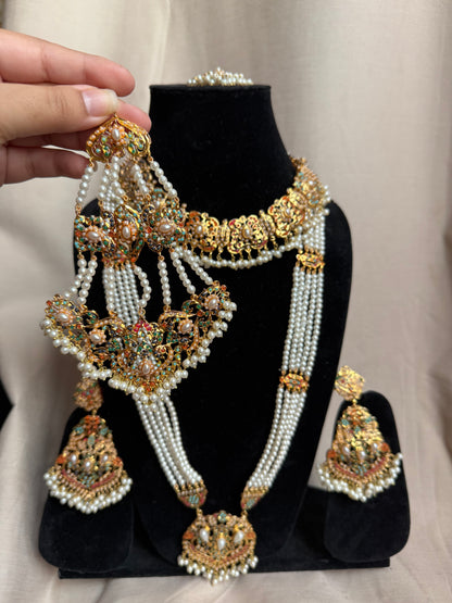 Shaheen - Mala set with necklace jhumar, earrings and tikka | available in 5 colours