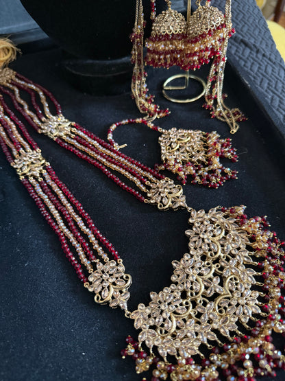 ALAYA - bridal set with mala | includes: necklace, mala, jhumar, jhumke, tikka & nose ring