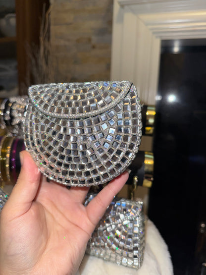 Silver clutch bag