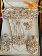 Ruksar - 4 pieces choker set with jhumar, earrings and tikka available in 9 colours