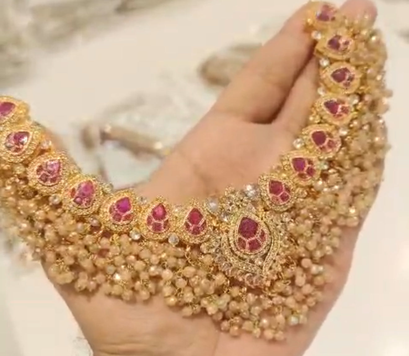 AMIRA - 6 pieces Bridal set | includes Mala, Necklace, Choker, Jhumar, Jhumke & Tikka | Colours available