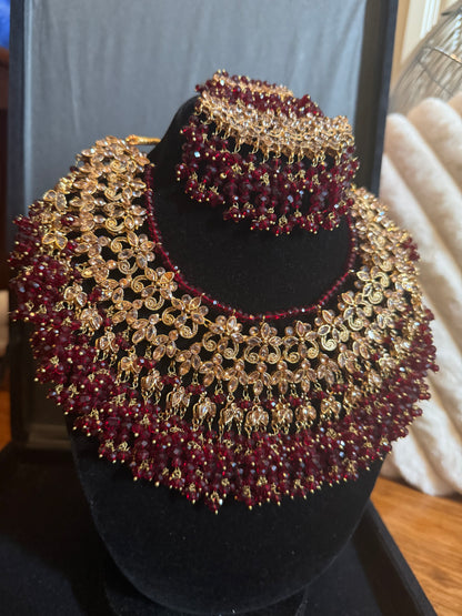 HEMA - Bridal set | includes: necklace, jhumar, jhumke, tikka and nose ring | Pakistani bridal set
