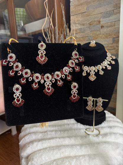 MAHRUKH - AD Necklace with earrings and tikka available | available in 7 colours