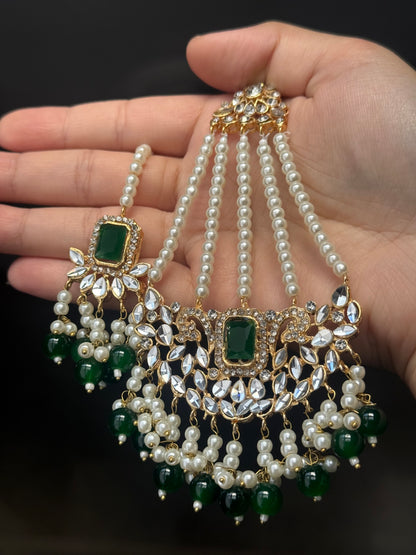 Ruksar - 4 pieces choker set with jhumar, earrings and tikka available in 9 colours