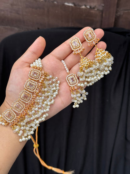 ALAYA - 30 colours available | Choker set with Jhumke and tikka