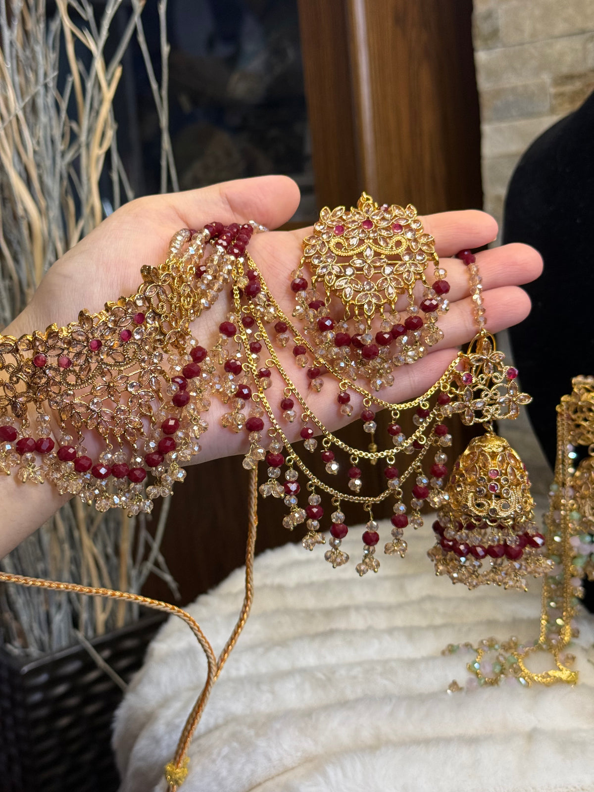 Afaf - Choker set with heavy Sahara jhumke and tikka | available in 25 colours