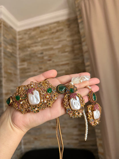 SAFA - Turkish choker set with earrings and tikka | available in 14 colours