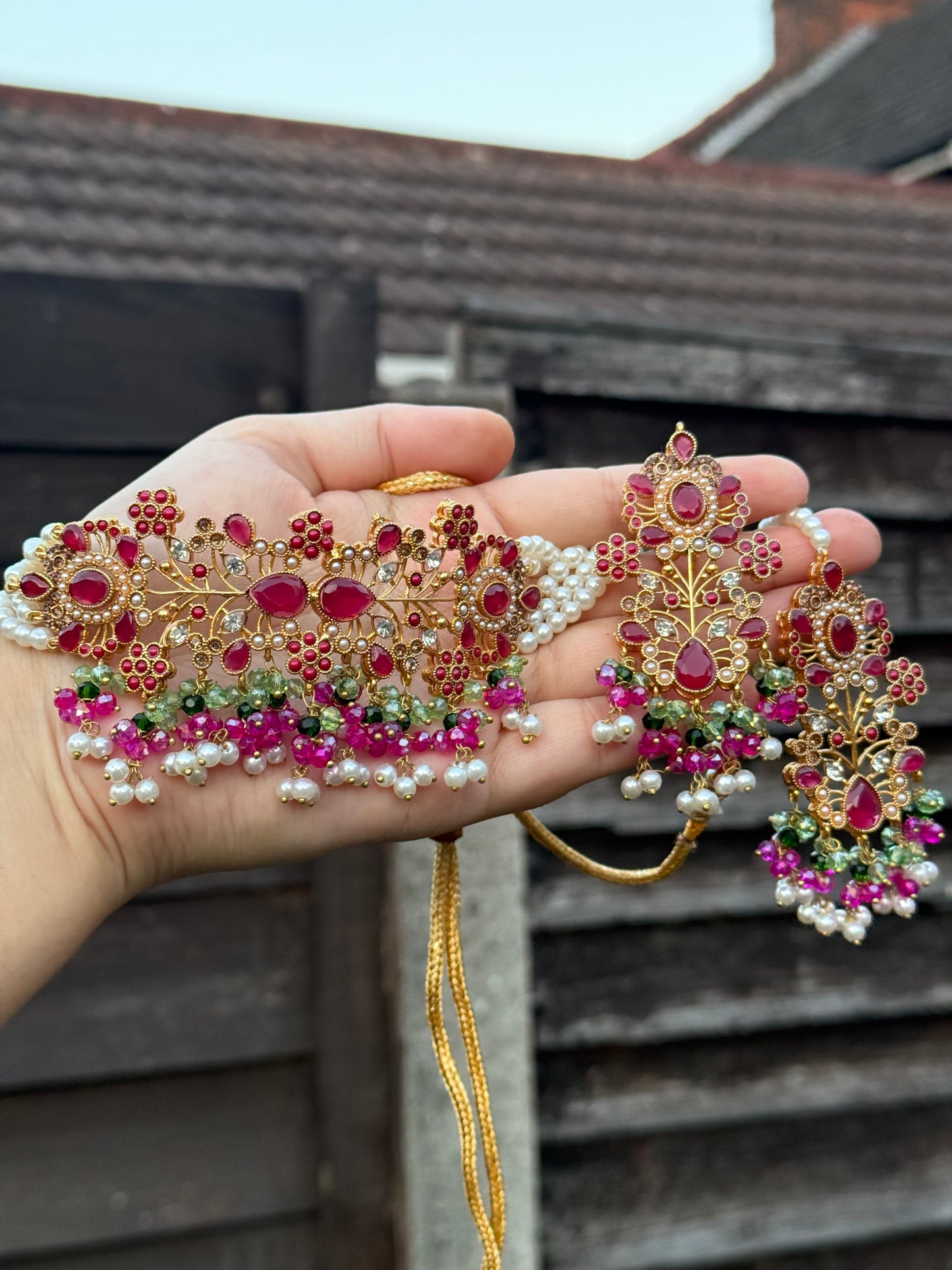 Naaz - Choker with earrings and tikka | available in 50 colours | Pakistani jewellery