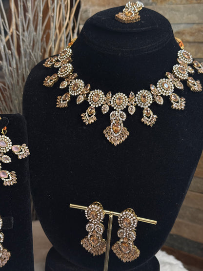 MAHRUKH - AD Necklace with earrings and tikka available | available in 7 colours