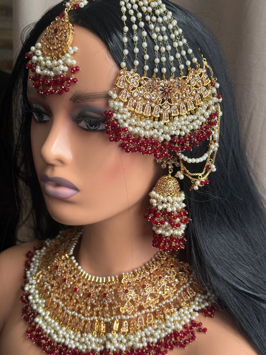 Naina - Heavy bridal set | Necklace with jhumar, jhumke and tikka