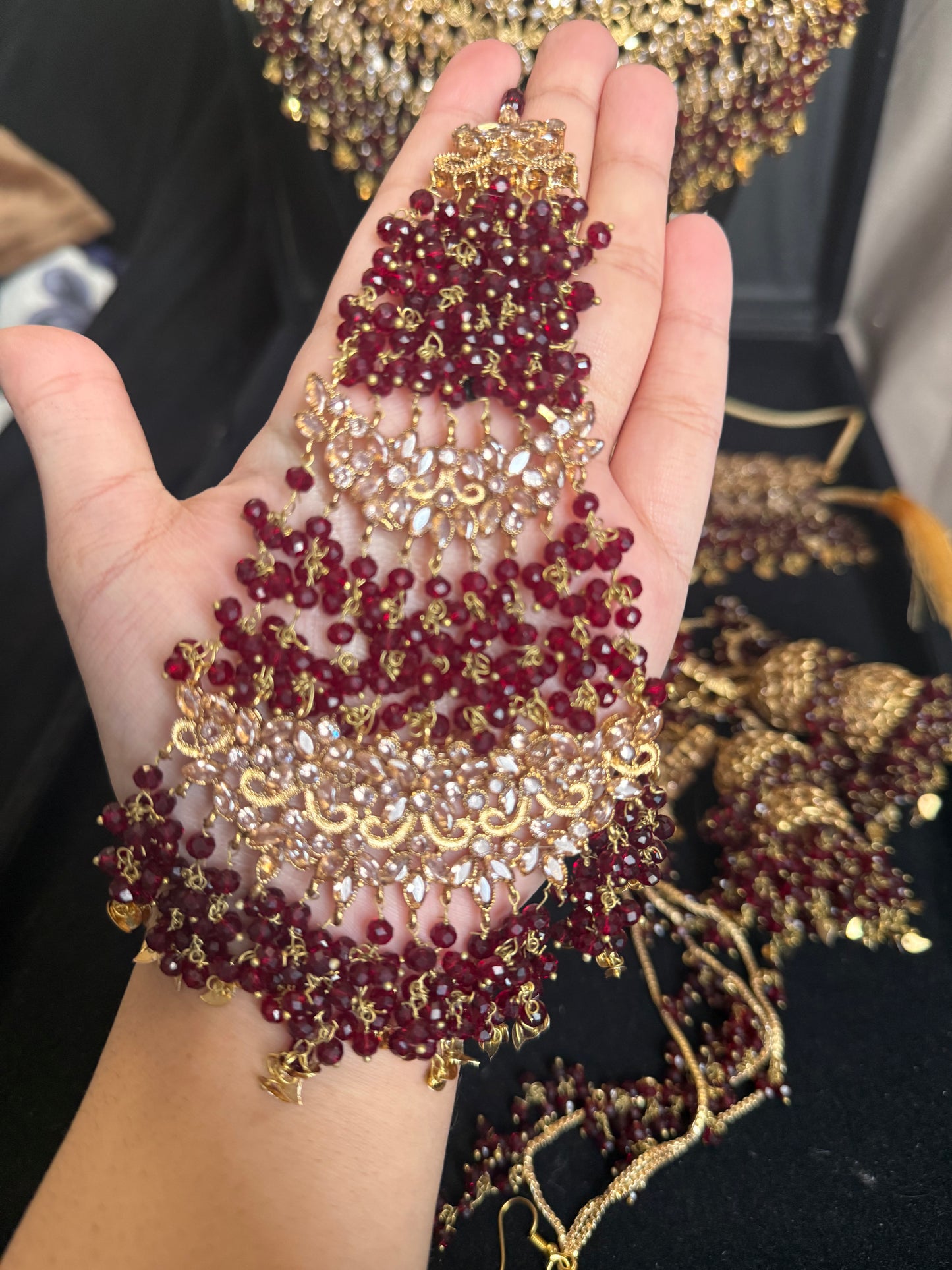 RAVAANI - Hevay Bridal set | Includes: Choker, Necklace, Jhumar, Jhumke, Tikka & Nose Ring | 2 designs available