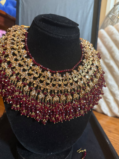 HEMA - Bridal set | includes: necklace, jhumar, jhumke, tikka and nose ring | Pakistani bridal set