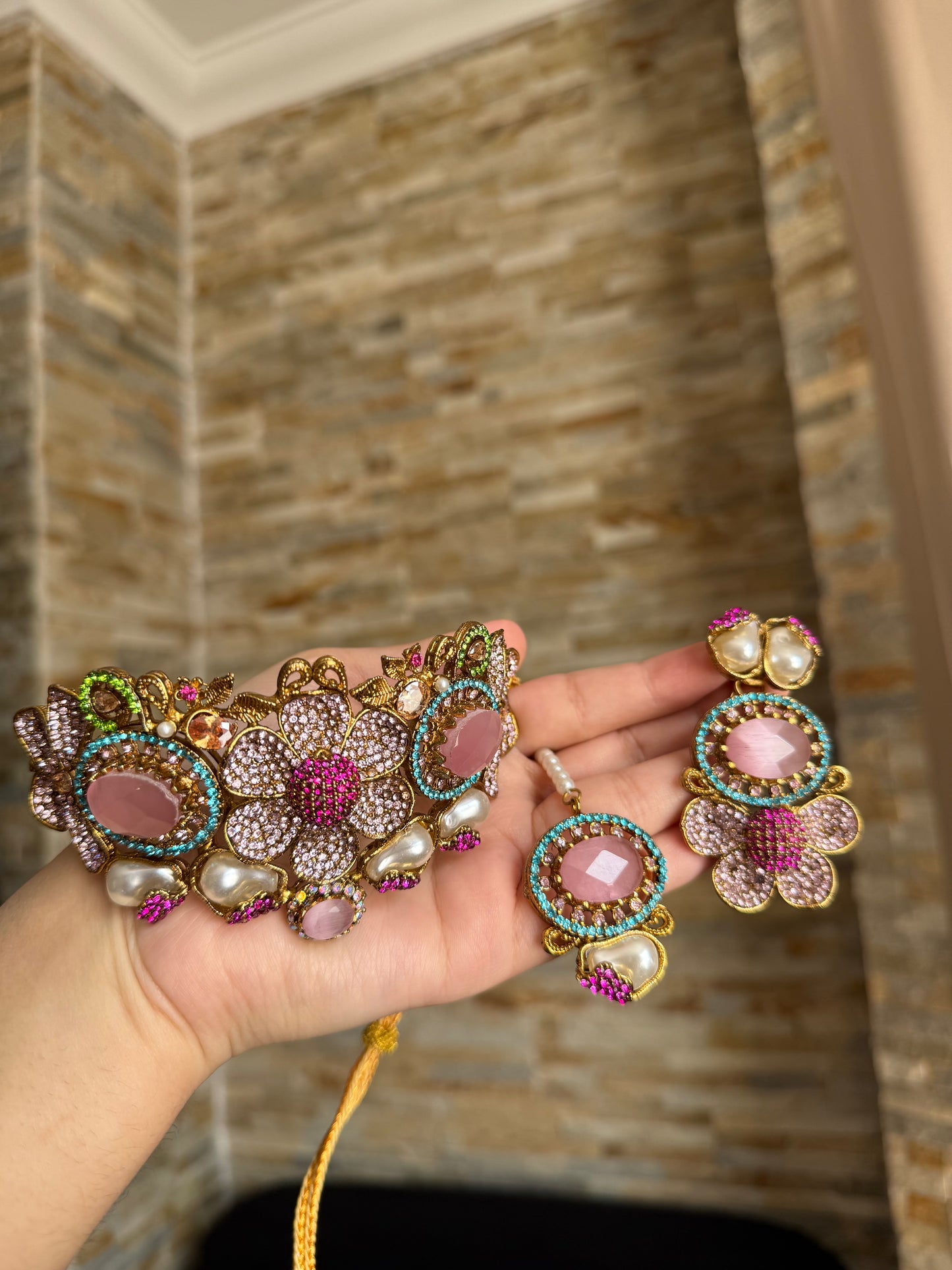 HELEN - Choker set with earrings and tikka | available in 8 colours
