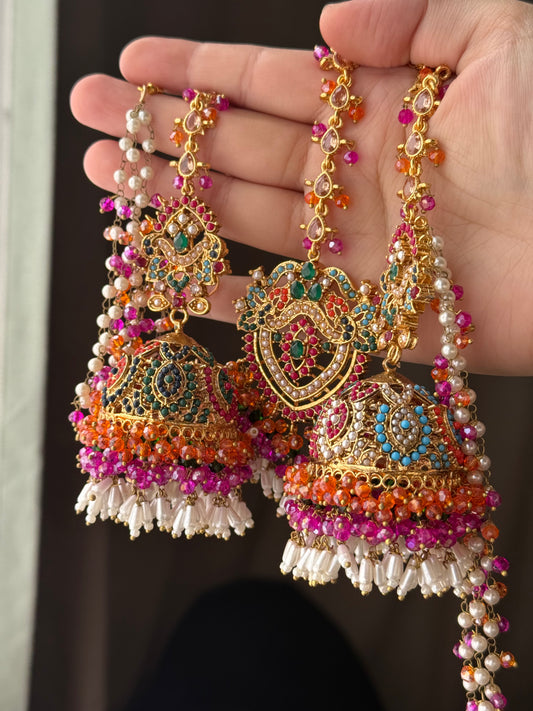 Aqsa - Jhumke Tikka set 8 colours available