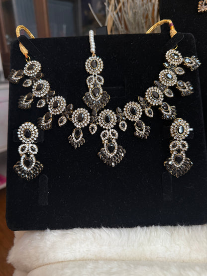 MAHRUKH - AD Necklace with earrings and tikka available | available in 7 colours