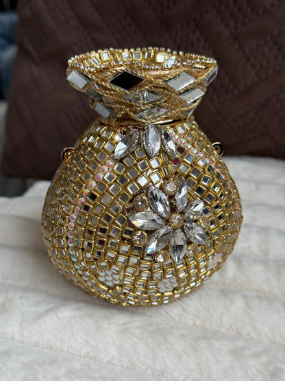 Kundan Potli Bags with pearls chain and gold chain | different colours available