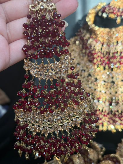 RAVAANI - Hevay Bridal set | Includes: Choker, Necklace, Jhumar, Jhumke, Tikka & Nose Ring | 2 designs available