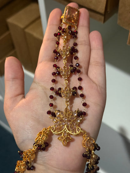 Single bridal hand piece | maroon