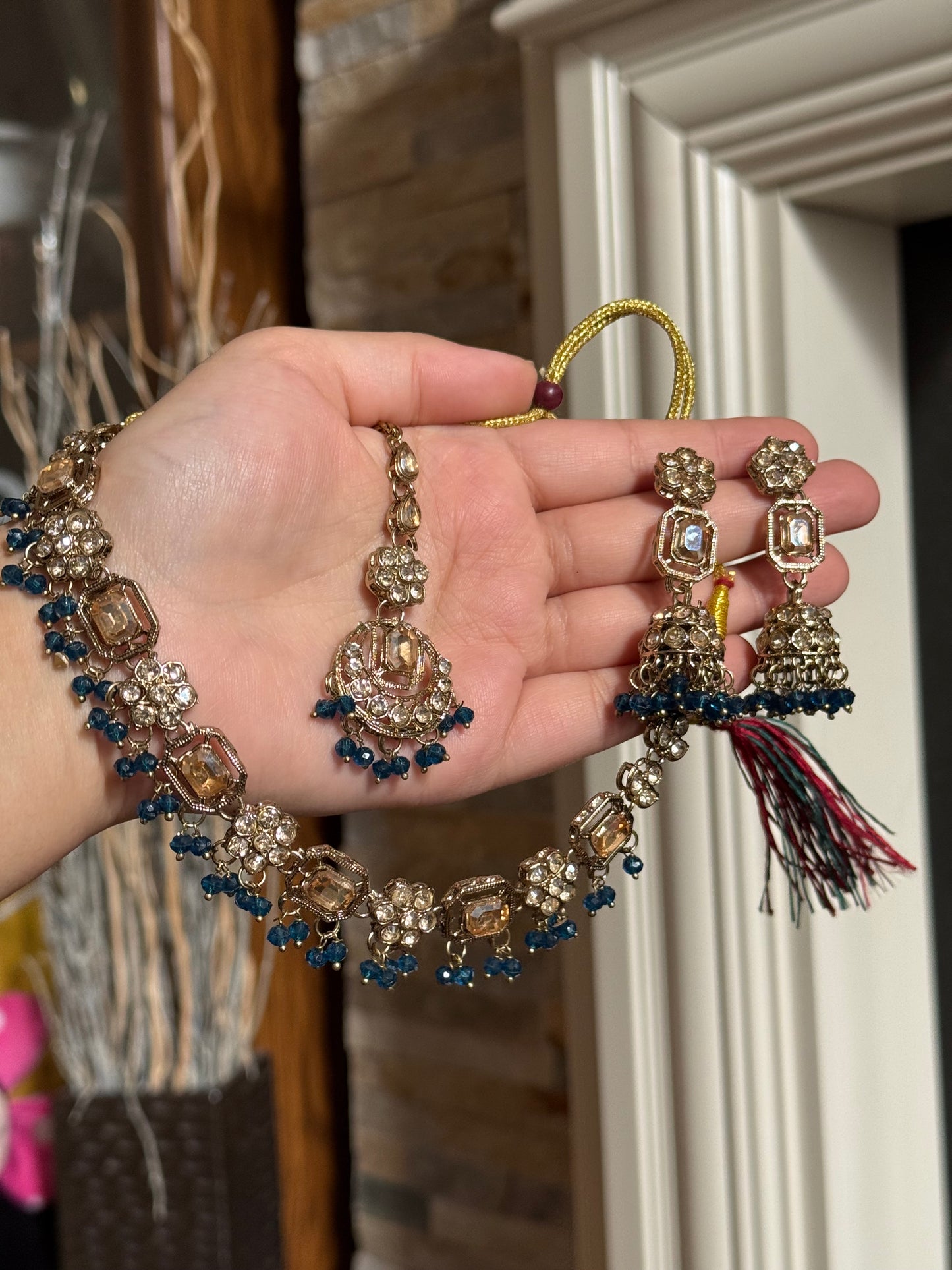 WAFA - Necklace set with jhumke and tikka | available in 10 colours