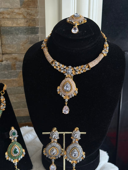 ANAB - Necklace set with earrings and tikka | 10 colours available