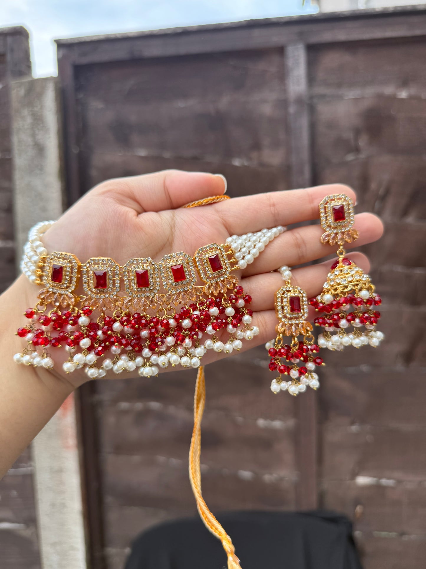 ALAYA - 30 colours available | Choker set with Jhumke and tikka