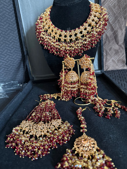 USHNA - Bridal set | includes necklace, jhumar, jhumke, tikka & nose ring
