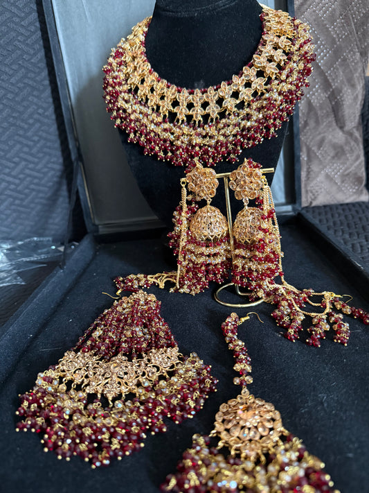 USHNA - Bridal set | includes necklace, jhumar, jhumke, tikka & nose ring
