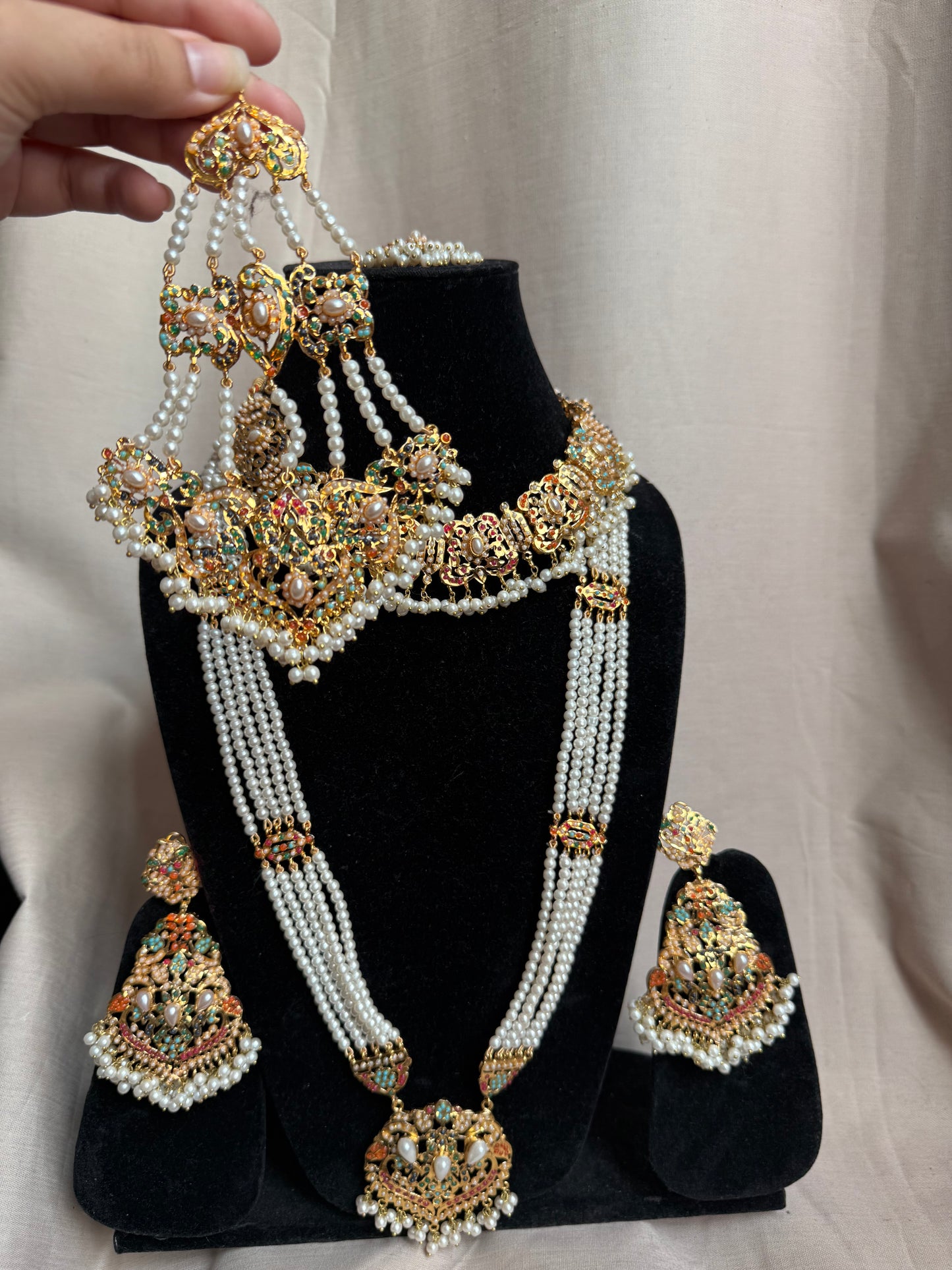 Shaheen - Mala set with necklace jhumar, earrings and tikka | available in 5 colours